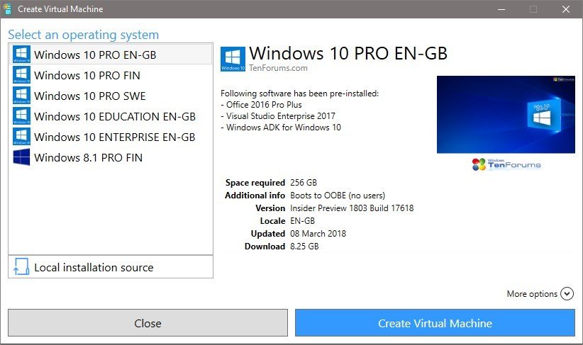 Windows hyper v installation on action - to windows 10 os 