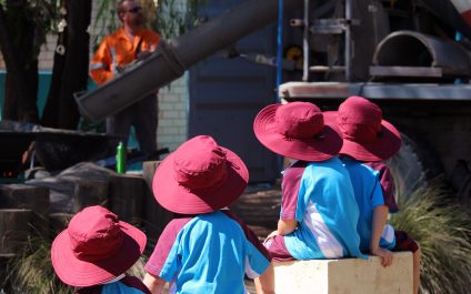 There’s a cement truck in the Kindy playground…
