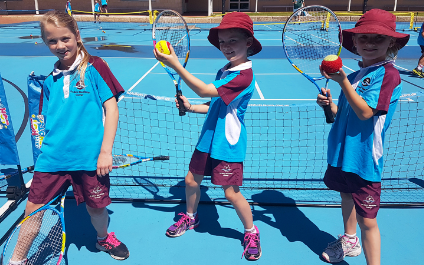 Tennis clinic with MacKillop Alumnus