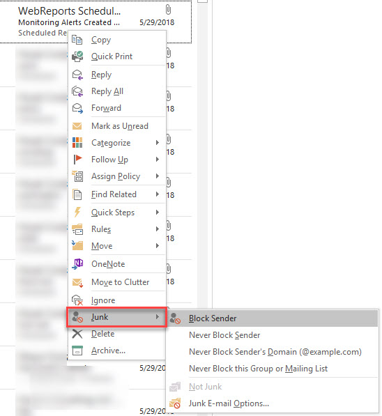 Spam Settings In Windows 10