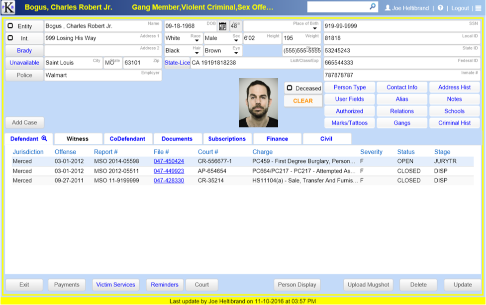 The Person Information screen enables end users to easily manage detailed biographical information and unlimited contact information.
