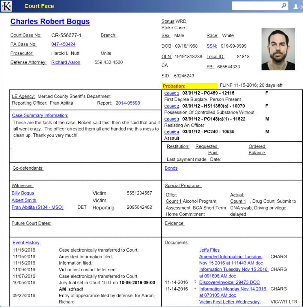 Confidently take laptop computers to the courtroom instead of files. Attorneys have access to all case information through hyperlinks on our Court Face Sheet.