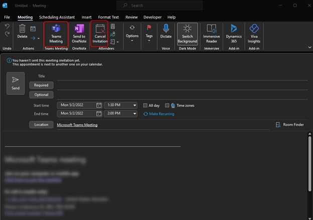 Online Teams Meeting Automatically Added To Calendar Invite Using 