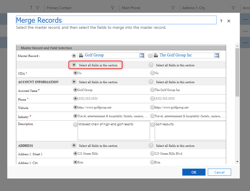 CRM duplicates