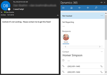 Dynamics 365 Outlook App v9 – Create Case from Email