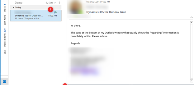 Dynamics 365 for Outlook: Tracking Details Not Displaying