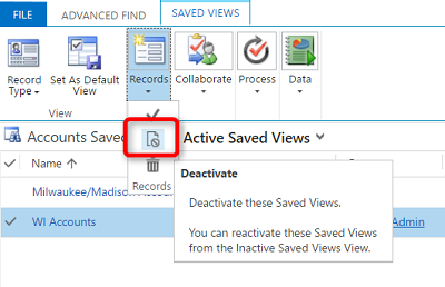 Deactivating Personal Views in Microsoft Dynamics 365