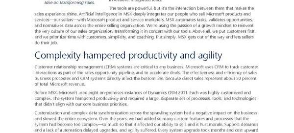 Transforming sales: Microsoft removes obstacles and gives back time with Dynamics 365
