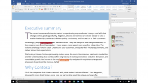 Screen shot of collaboration on a Microsoft Word document