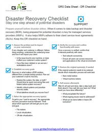 Disaster Recovery Checklist