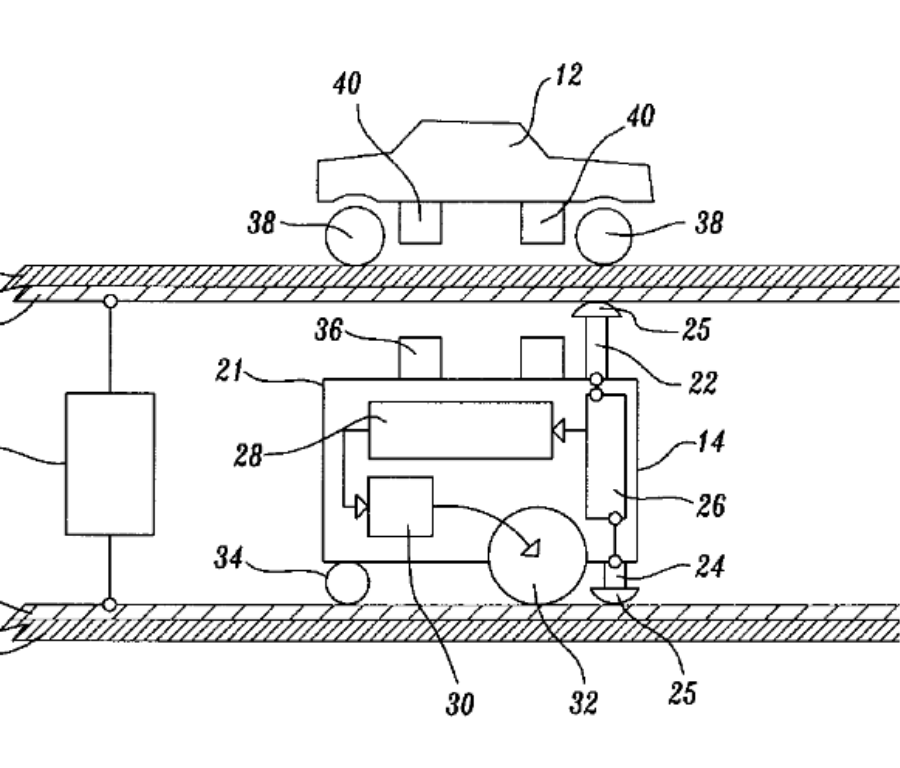 The miniature cars were propelled by small electric “moles” located beneath the road surface.