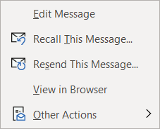 Recall message box in Outlook.