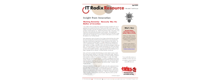 April 2020 IT Radix Resource Newsletter