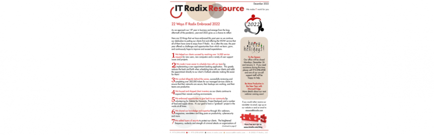 December 2022 IT Radix Resource Newsletter