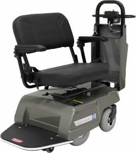 Motorized patient transfer chair in swivel position