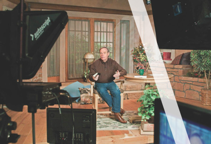 Andrew on set of his TV program Gospel Truth