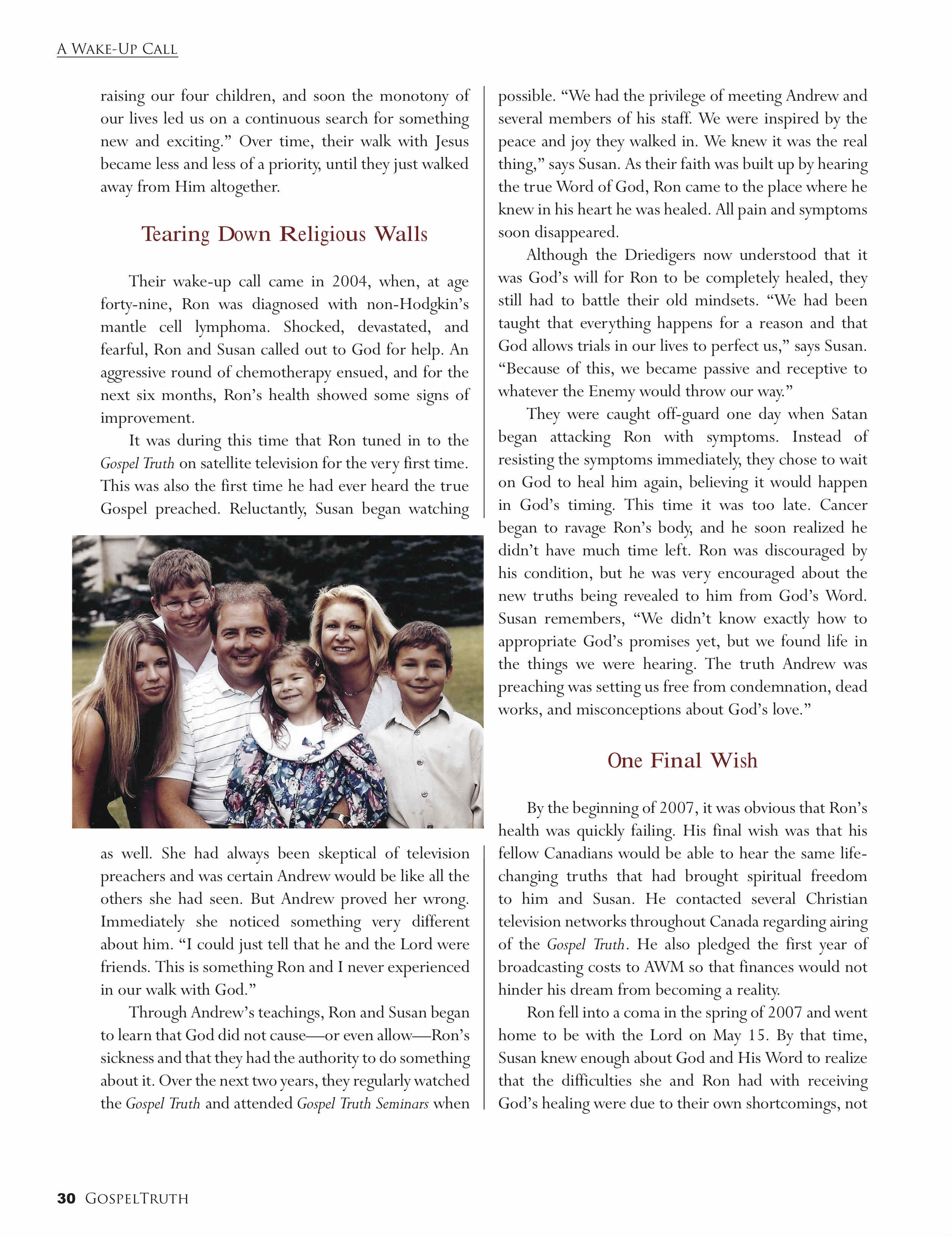 A Wake Up Call | Gospel Truth Magazine Spring/Summer 2009 | P 30
