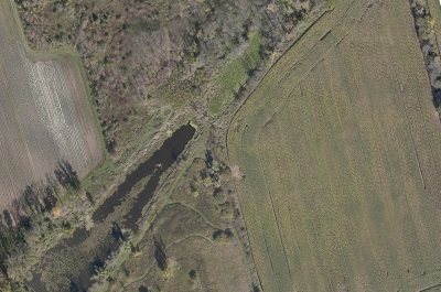 Aerial view of land development site