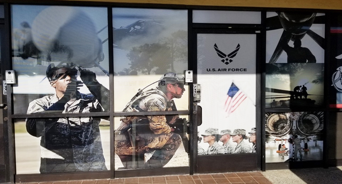 window wrap, window graphics, window decals, storefront, military, U.S. Air Force