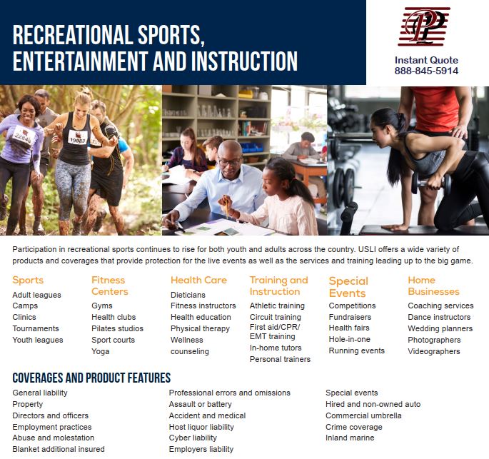 Recreational Sports, Entertainment, and Instruction Get and Instant