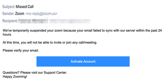 zoom phishing screenshot
