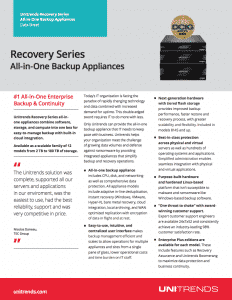 Recovery Series Appliance Datasheet