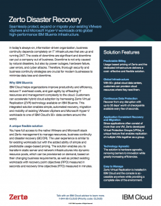 Deploy a disaster recovery solution quickly with IBM and Zerto