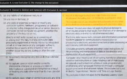 New Insurance exemption clauses