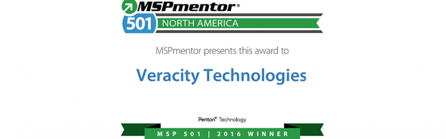 Veracity Technologies Ranked Among Top 501 Managed Service Providers by Penton Technology’s MSPmentor