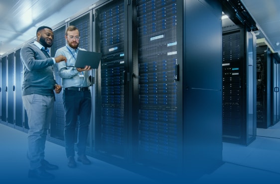 Two guys are discussing about data backup and recovery