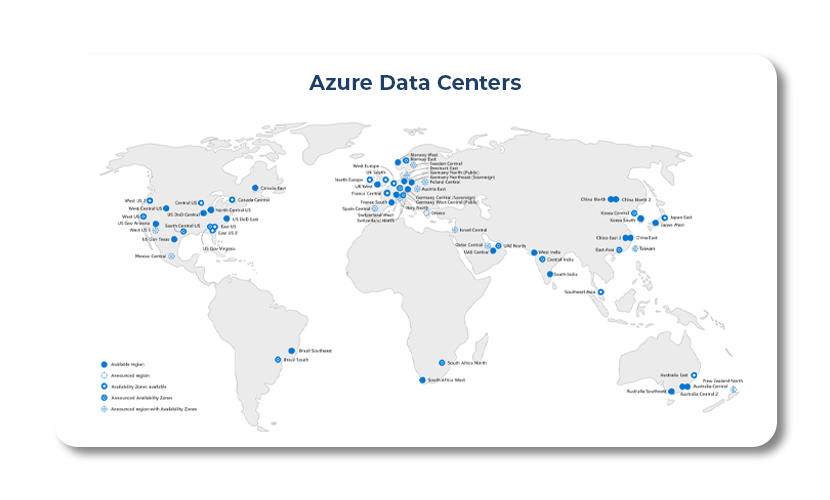 Map of the Azure Data Centers