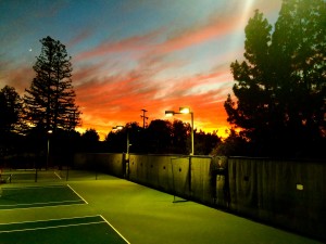 evening sunset at Almaden Swim & Racquet Club, San Jose