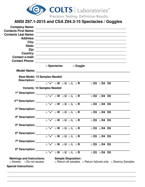 Eye protection testing services face protection testing services