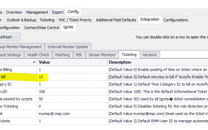 Billing Time on ConnectWise Automate Autofix Tickets