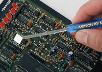 Metron Optics, Metron MiniMirror M90S, inspection mirror inspecting circuit board, 90 degree mirror